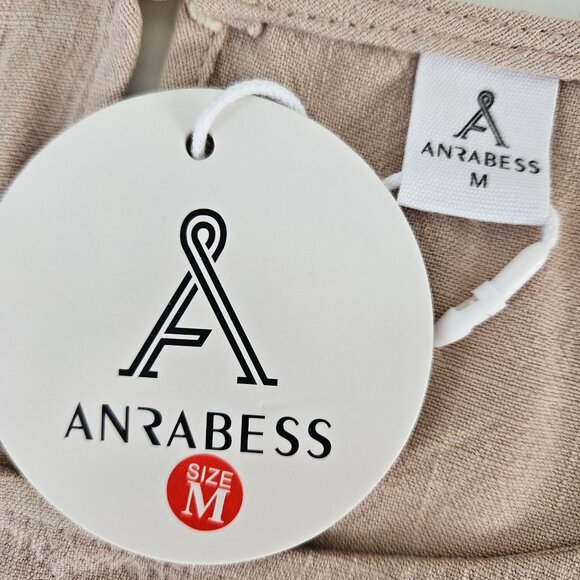 Anrabess Womens 2 Pc Crop Top & Wide Leg Pants Linen Jumpsuit Set Size M Casual - Picture 10 of 13